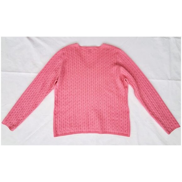 Kirkland Signature V-Neck Pink 100% Cashmere Cable Knit Sweater Size XL - Picture 2 of 6